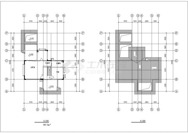 某地小型三层别墅建筑设计方案（共3张）-图二