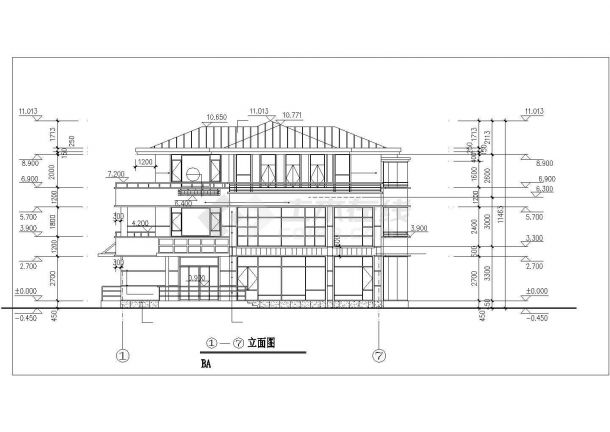 精美实用的三层别墅建筑设计方案图-图一
