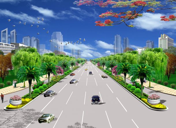 某城市道路绿化设计方案JPG效果图 10张（专业设计）-图一