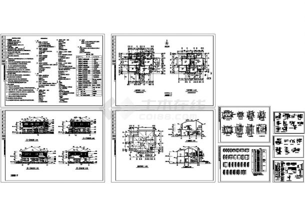 某269平方米二层欧式风格别墅CAD图纸设计-图一