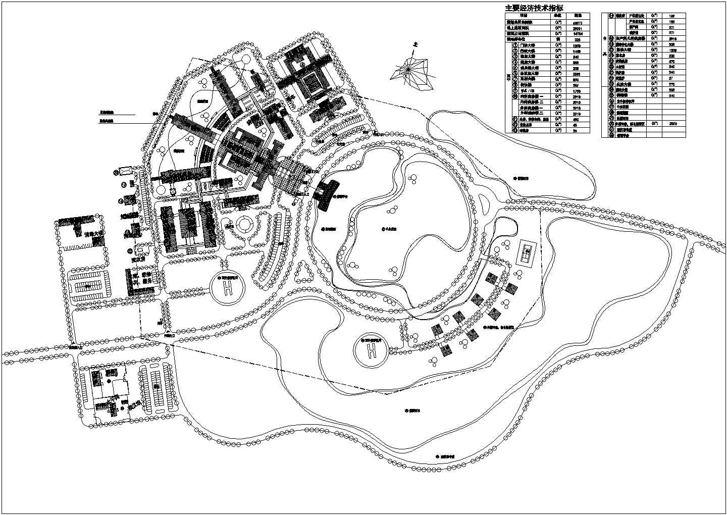 某新城医院建筑设计总平面规划方案图
