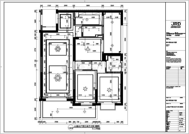 某海口国贸城市花园样板房三室两厅户型装修施工图纸-图二