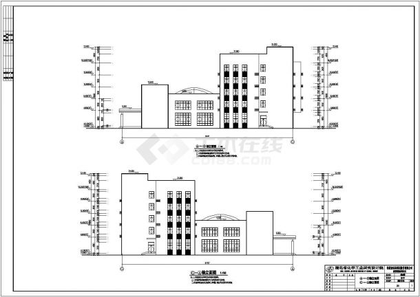 湖北五层框架剪力墙结构综合楼建筑施工图纸-图二