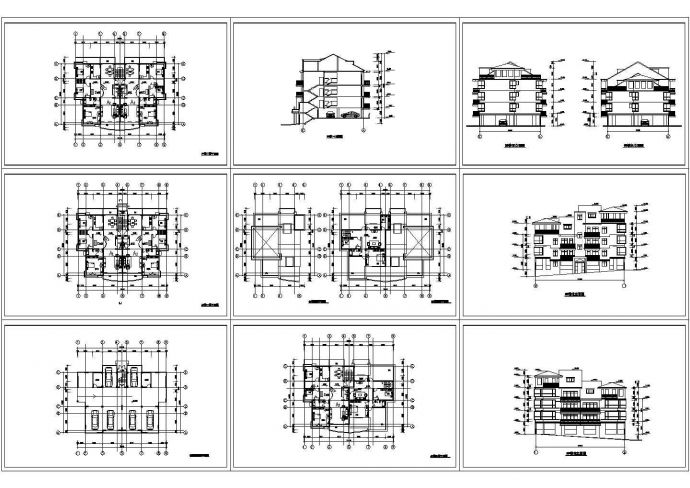 欧式风格别墅建筑施工图纸，共九张图纸_图1