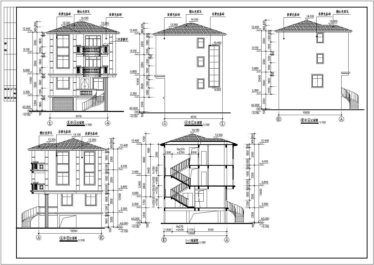 某地农村四层小住宅建筑方案设计图