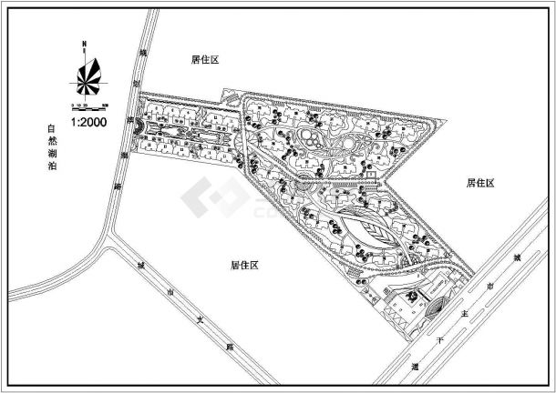 武汉庙山居住小区建筑设计总平面规划方案图-图一