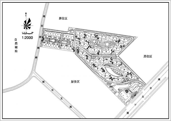 武汉庙山居住小区建筑设计总平面规划方案图_图1