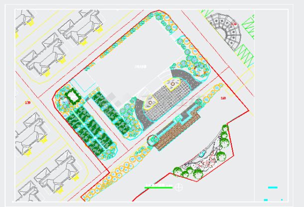 小区礼堂室外景观工程施工图cad-图二