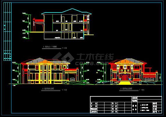 某地A型纯欧式别墅建筑CAD图纸（效果图）-图二