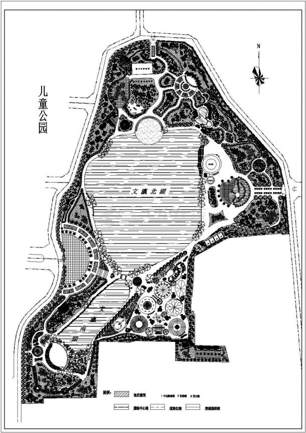 广东省某公园建筑设计总平面规划方案图-图一