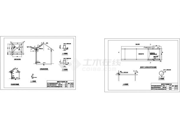 仿古亭子结构竣工图共6张cad图-图一