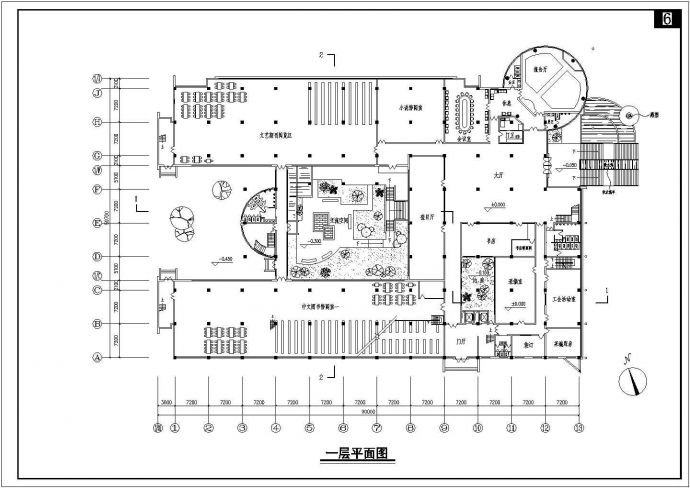 四川某学校四层图书馆建筑设计平面方案_图1