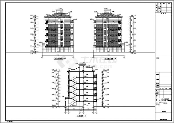 福建省某地6层带阁楼住宅楼建筑设计施工图-图二