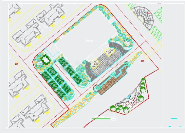 小区礼堂室外景观工程cad施工图-图二