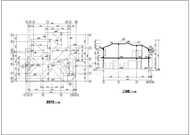 简洁实用的别墅建筑图（含平立剖面）-图二