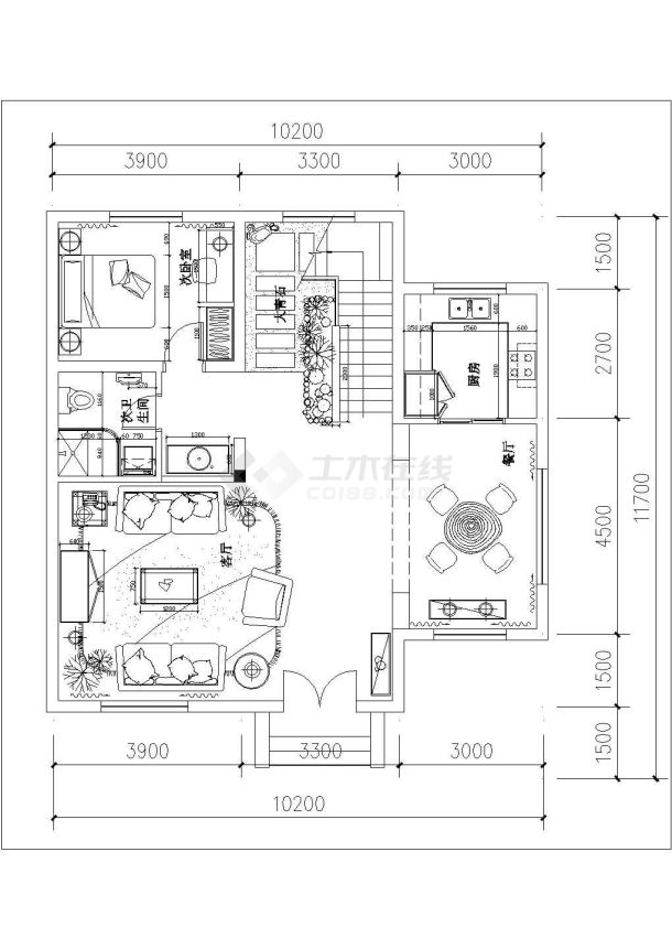 一套简洁的别墅建筑平面图-图一