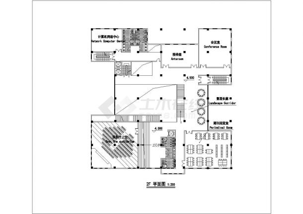 某地学校三层图书馆建筑方案设计图纸-图二