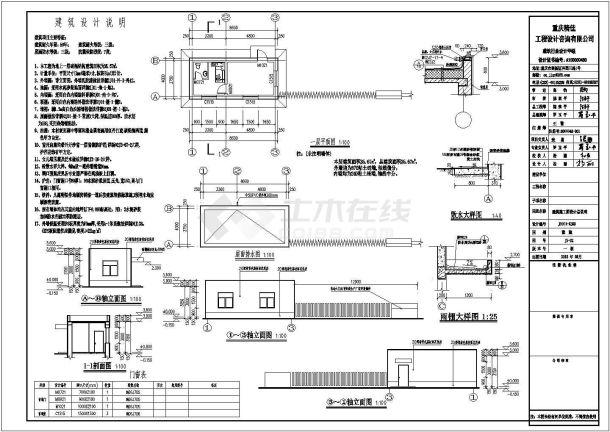 某地一层砖混结构门卫室及大门施工图-图一