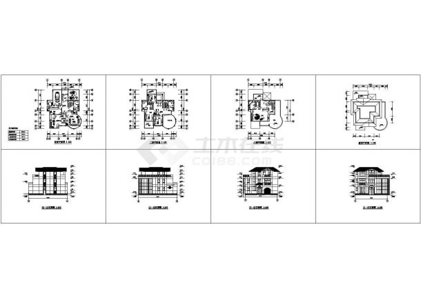 3层349.1平米别墅建筑设计图（8个CAD）-图一