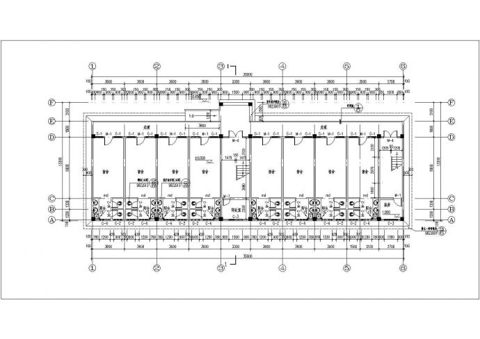 某中学6层宿舍楼建筑设计平面方案图_图1