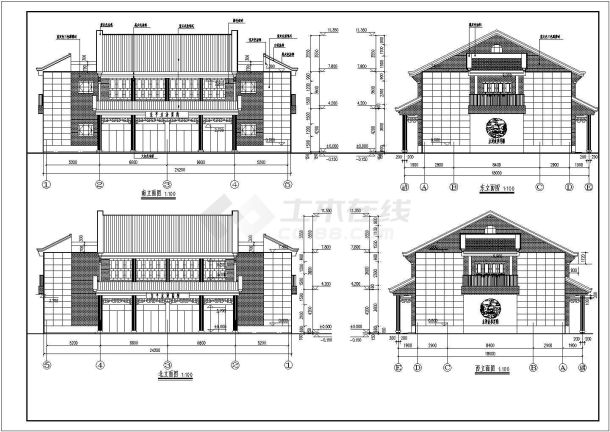 某地区二层商业街建筑设计施工图纸-图一