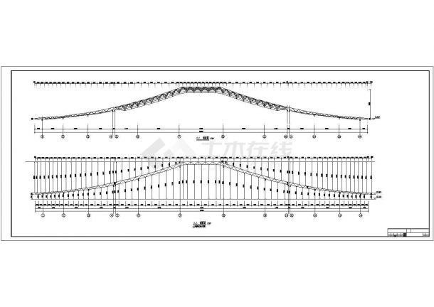 某工程双坡曲线网架全套结构施工图-图二