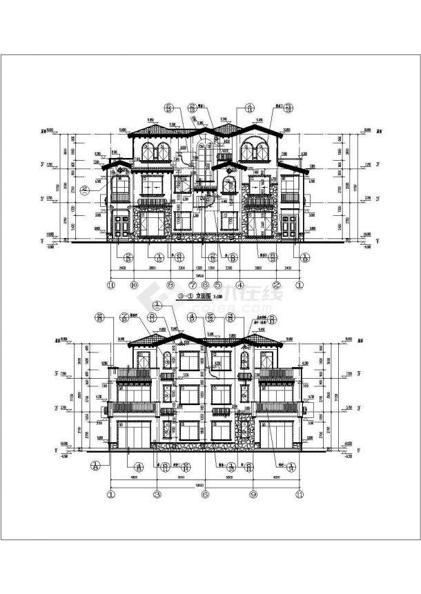 某地住宅小区三层别墅建筑方案设计图-图一