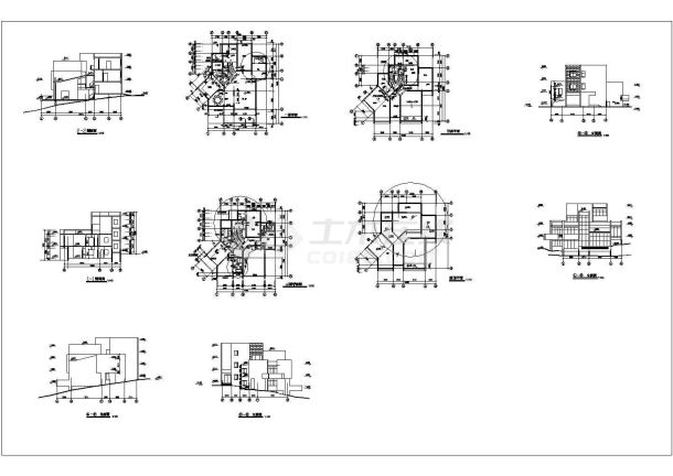 3层坡地渡假别墅建筑设计图-图一