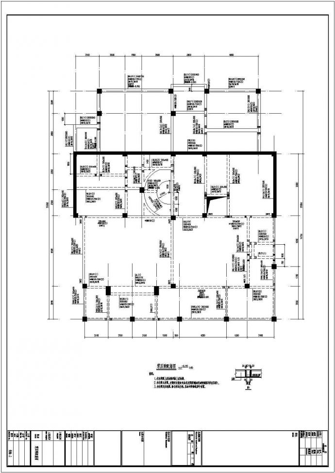 某三层框架别墅结构设计图_图1