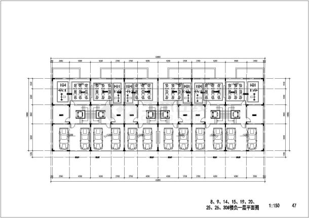某别墅小区8-30#三层别墅建筑设计平面方案图-图一