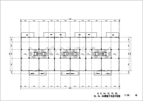 某别墅小区8-30#三层别墅建筑设计平面方案图-图二