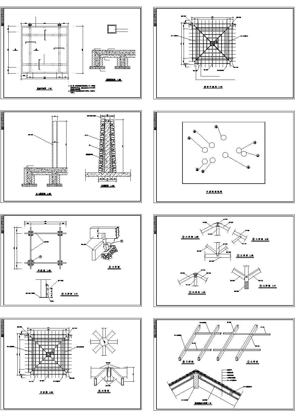 某四方形亭子平面图 节点图