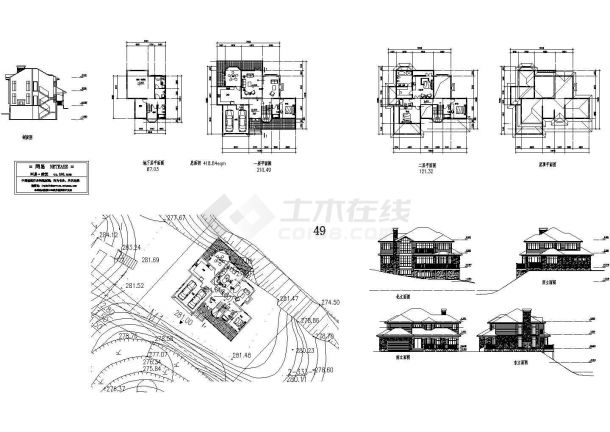 某地区带地下室别墅建筑设计图（含效果图）-图二