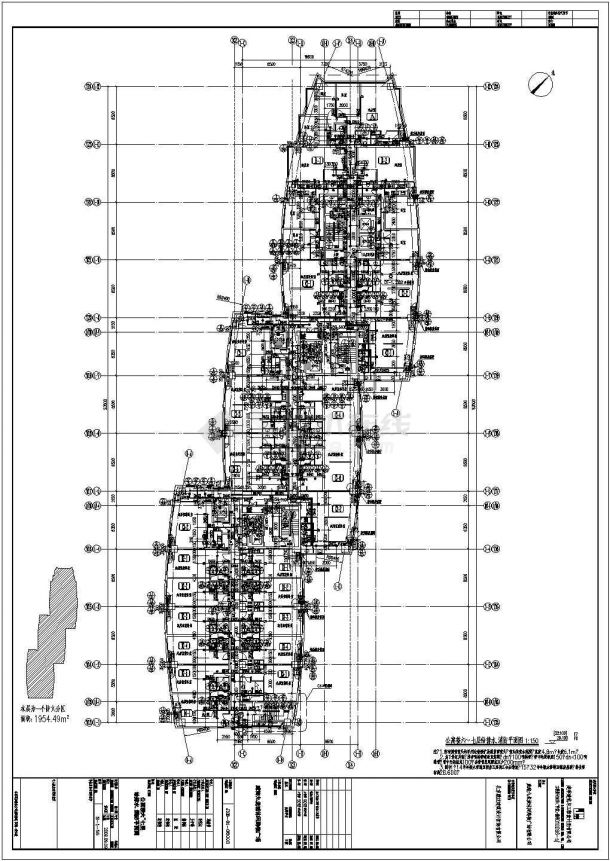 威海某二十七层商业综合楼公寓给排水平面图-图一