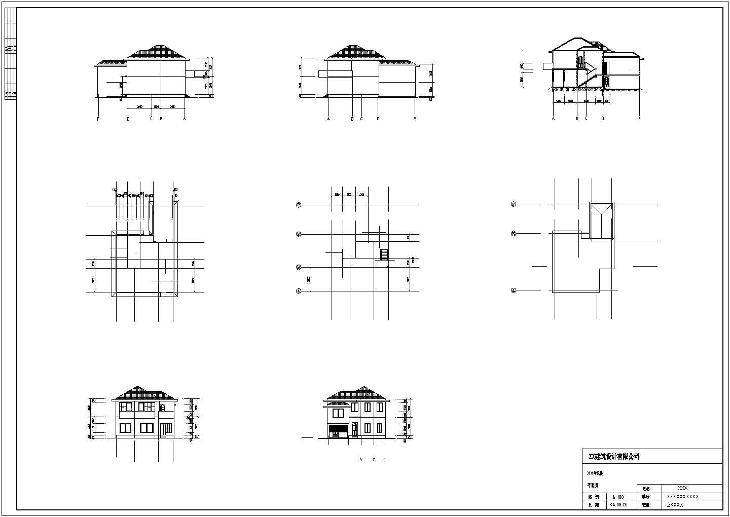 二层住宅楼建筑平面图（可做简易民宿楼或别墅，带车库和阁楼）