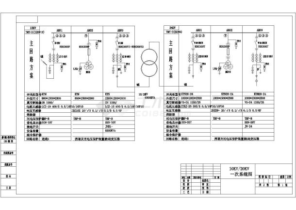 10(20)kV开闭所一次系统图及二次原理图-图一