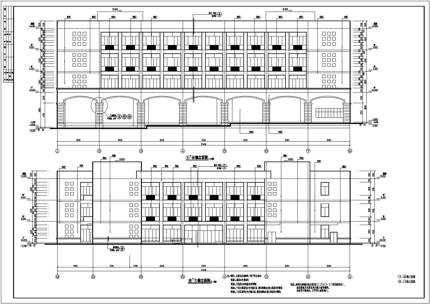 北方某学校三层食堂建筑设计施工图