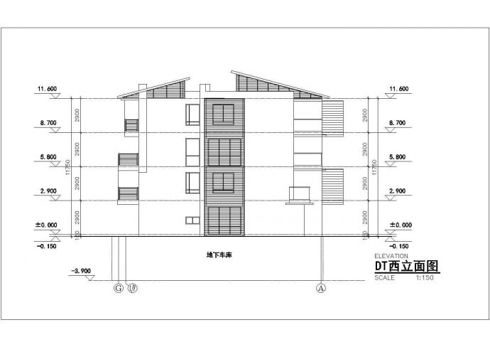 某小区四层联排叠加别墅建筑设计方案_图1