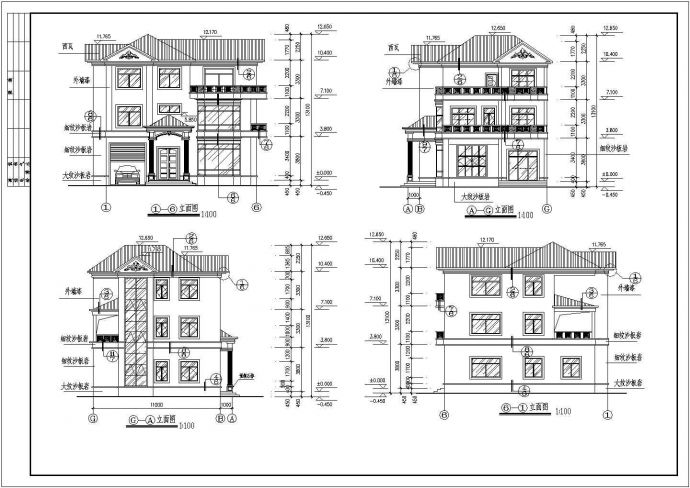 某地区2套三层别墅建筑设计施工图_图1