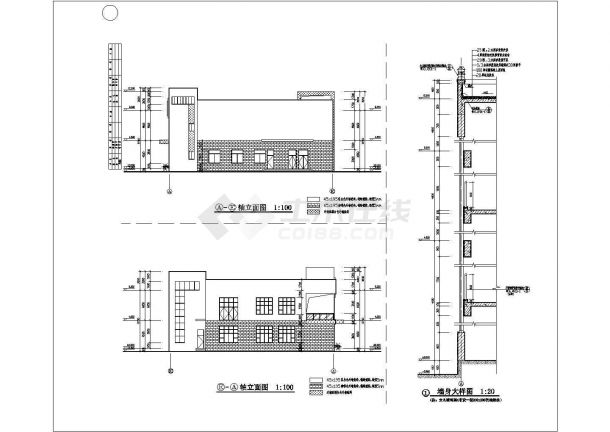 某学校两层食堂综合楼建筑设计施工图-图二