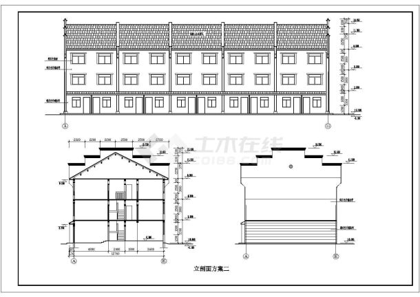 某地住宅小区三层建筑方案设计图纸-图二