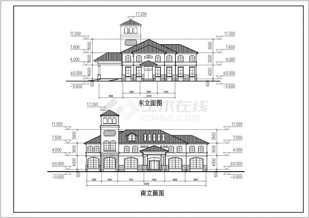 天津地区某小型会所建筑方案设计图-图一