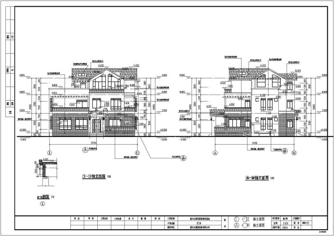 某3层框架结构小区别墅建筑施工图_图1