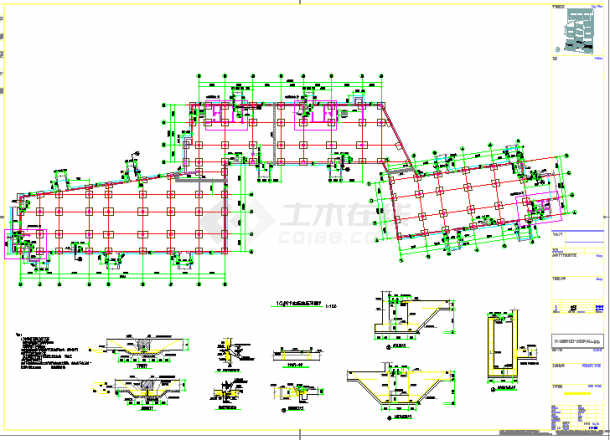 某小区框架车库结构设计图（标注详细）-图一
