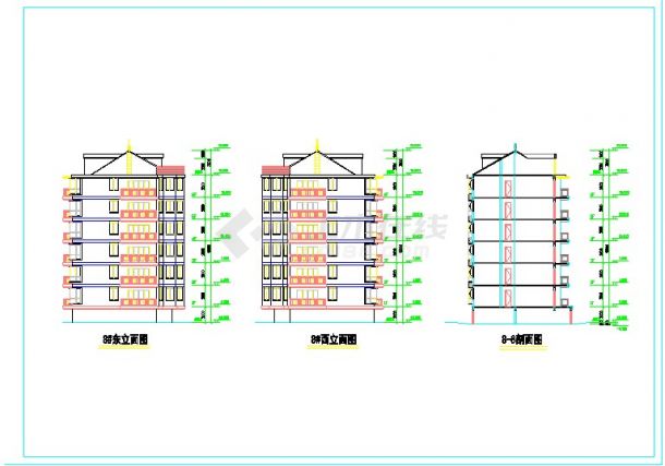 8#多层住宅楼建筑cad图纸-图二