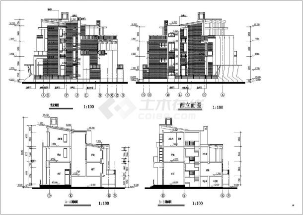 多层排房样板建筑cad图（全套）-图二