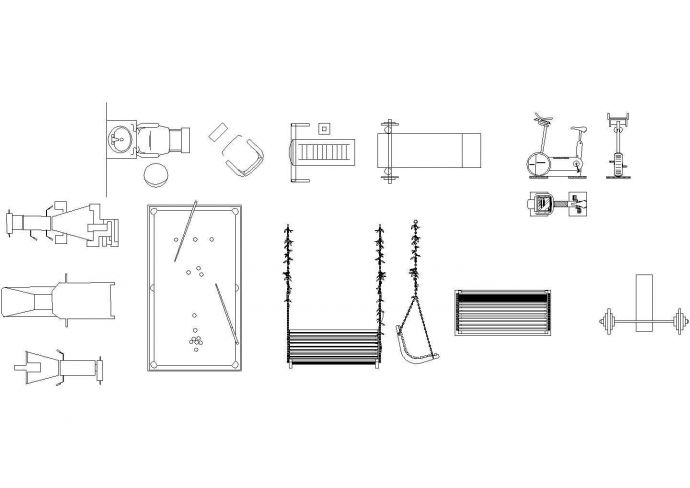 十五种健身器材设计图块-cad图块图例_图1