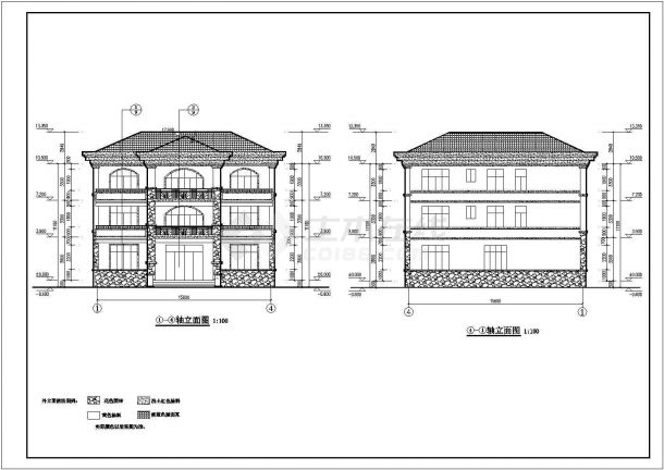 广西壮族自治区柳州市三层砖混结构别墅楼建筑施工图-图二