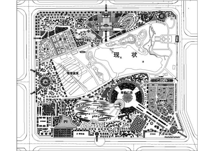 一个综合类的城市公园详细规划设计总图_图1