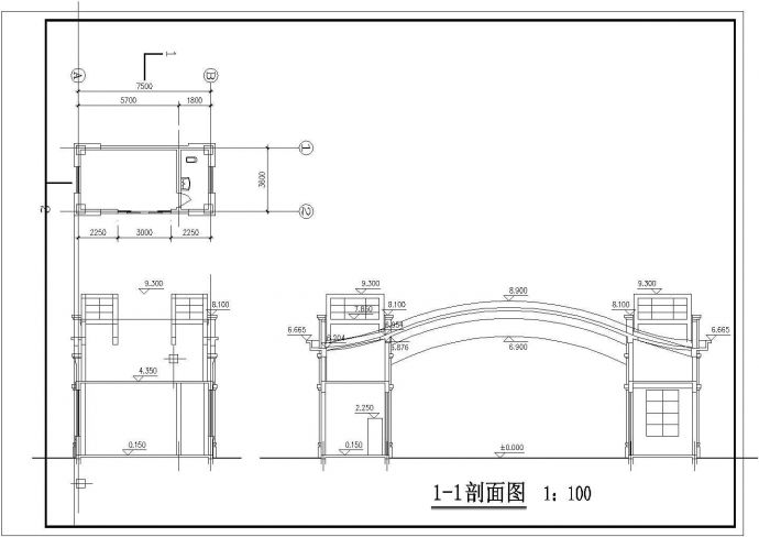 某地别墅小区大门建筑设计施工图纸_图1